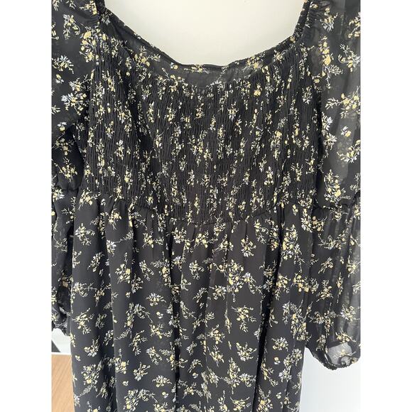 Baby Doll Womens Dress XL Black Floral Mini Exlura Whimsigoth Goth Romantic - Picture 4 of 6